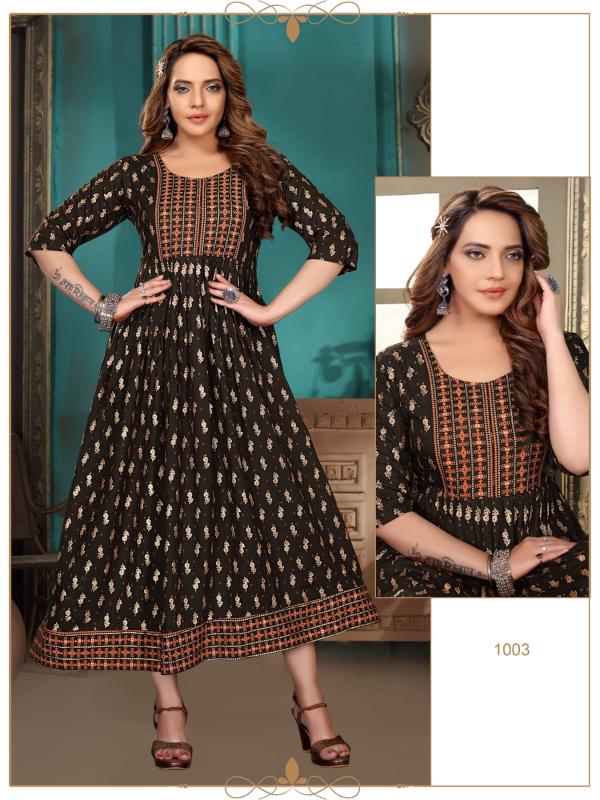 Golden Elvi V 1 Rayon Designer Plus Size Kurti Collection